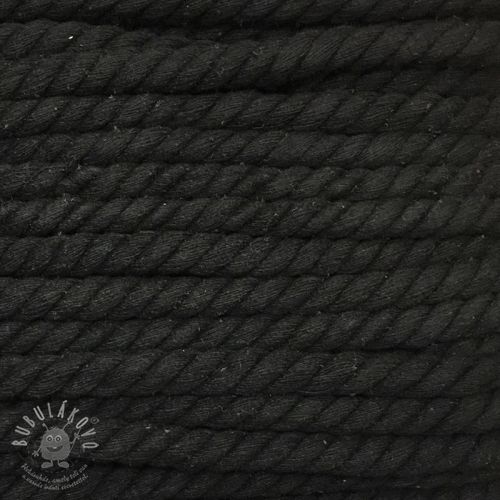 Bavlněná šňůra kroucená 12 mm černá