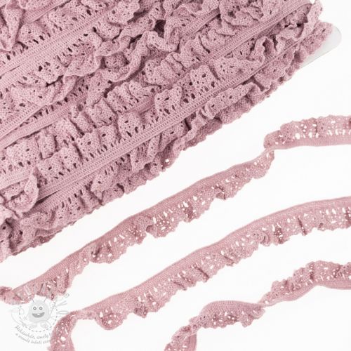 Bavlněná krajka elastická washed pink