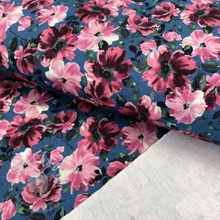Teplákovina Spring flowers jeans digital print