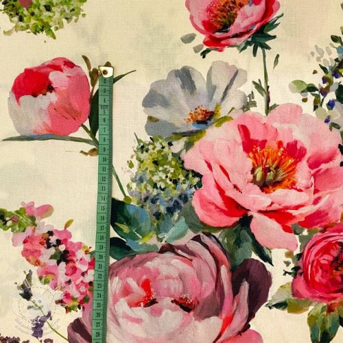 Dekorační látka Roses delicate painting cream digital print