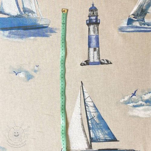 Dekorační látka Linenlook Lighthouse sailing