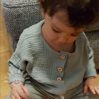 Dvojitá gázovina/mušelín blue GOTS