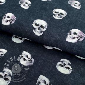 Úplet GOTS Skull navy digital print
