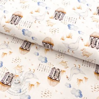 Bavlněná látka Snoozy fabrics Farm style Goose digital print