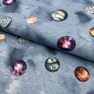 Bavlněná látka Planets jeans digital print