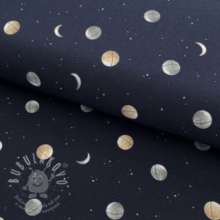 Úplet Moon and planets navy digital print