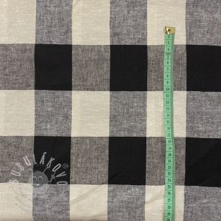 Viskóza se lnem YARN DYED CHECK black