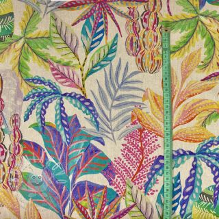 Dekorační látka Linenlook Colourful painted jungle digital print