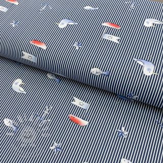 Bavlněná látka Seagull navy digital print
